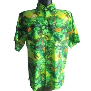Rima Men's Tropical Green Short Sleeve Summer Shirt Size M